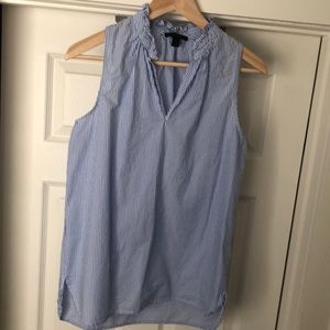 J. Crew Sleeveless V-neck Popover Top in Pinstripe